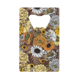 Bouquet of flowers- roses, peonies, daisies ans fe credit card bottle opener