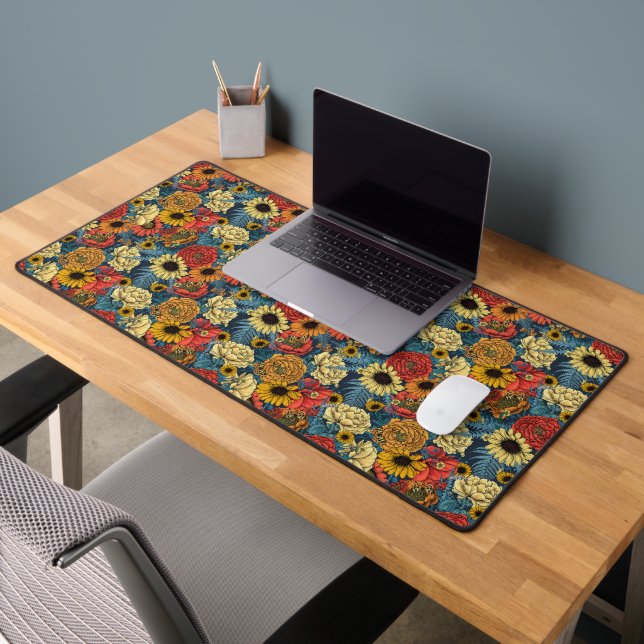 Bouquet of flowers- roses, peonies, daisies ans fe desk mat (Office 2)