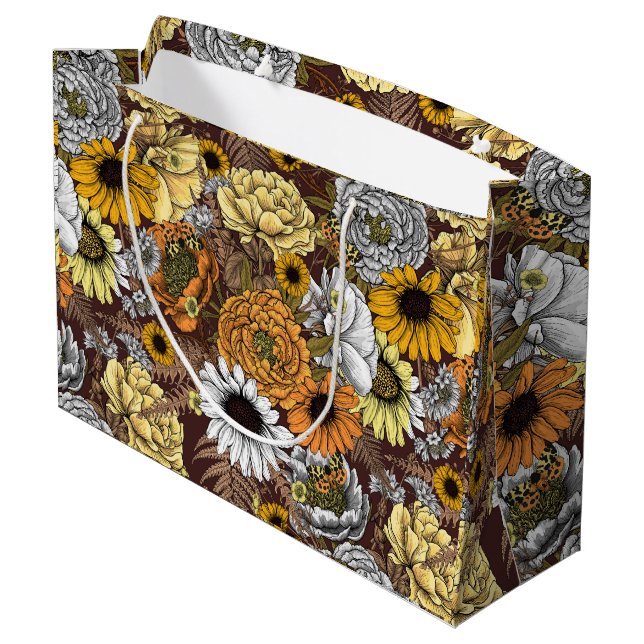 Bouquet of flowers- roses, peonies, daisies ans fe large gift bag (Back Angled)