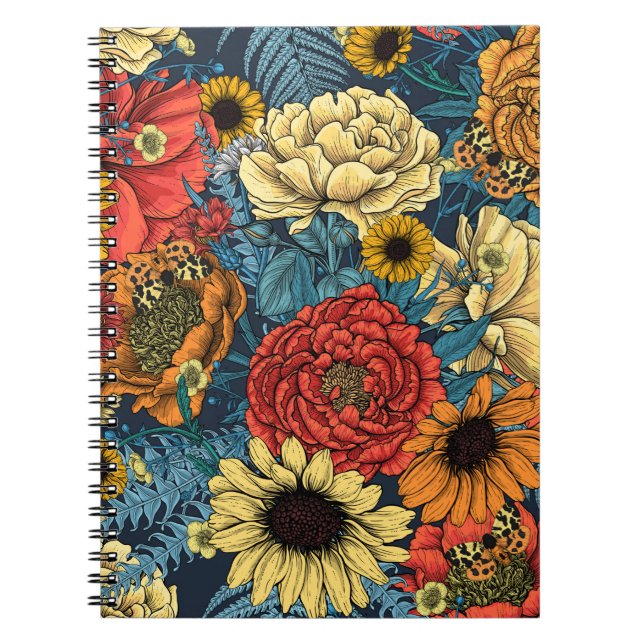 Bouquet of flowers- roses, peonies, daisies ans fe notebook (Front)