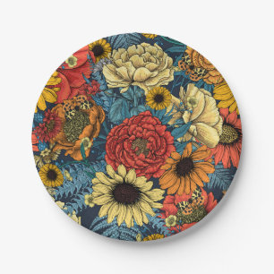 Bouquet of flowers- roses, peonies, daisies ans fe paper plate