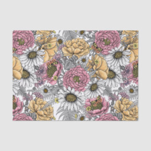 Bouquet of flowers- roses, peonies, daisies ans fe tissue paper