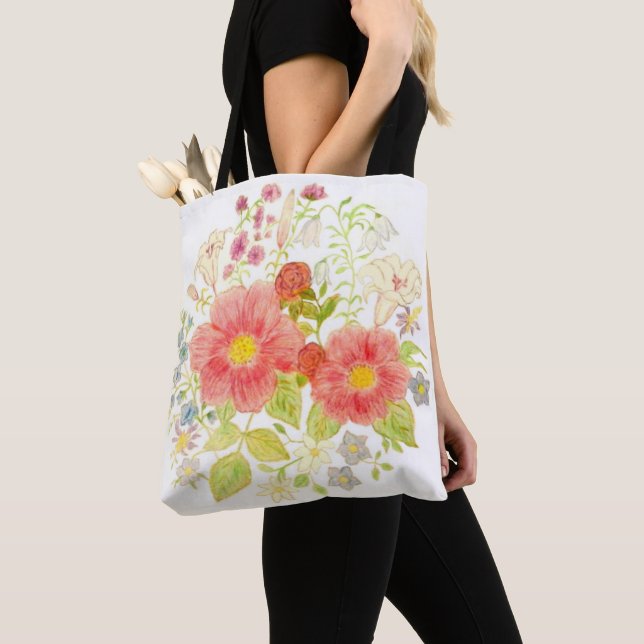 Bouquet of Flowers Tote Bag (Close Up)