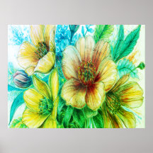 Bouquet Of Green Blooming Flowers on a Wall