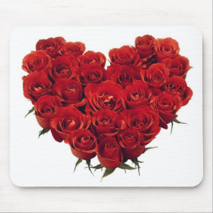 Bouquet of Heart Shaped Deep Red Roses Mouse Pad