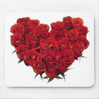 Bouquet of Heart Shaped Deep Red Roses Mouse Pad