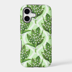 Bouquet of lilly of the valley flowers on green