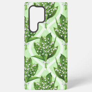 Bouquet of lilly of the valley flowers on green samsung galaxy case