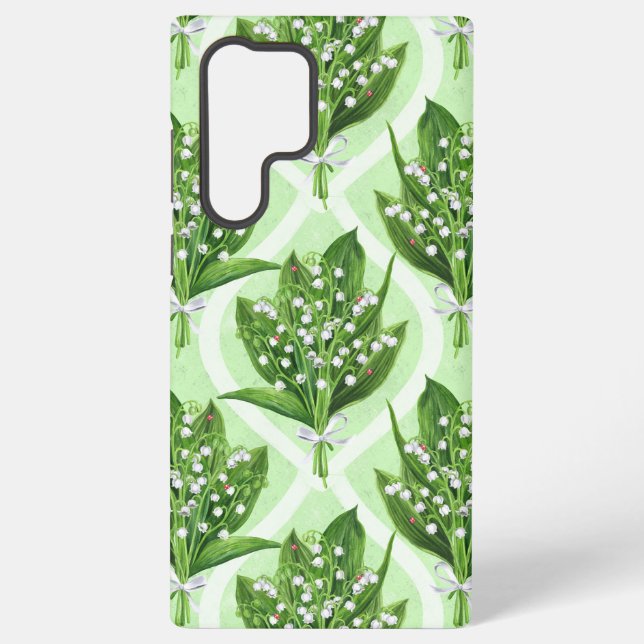 Bouquet of lilly of the valley flowers on green samsung galaxy s22 ultra case (Back)