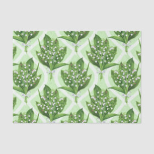 Bouquet of lilly of the valley flowers on green tissue paper