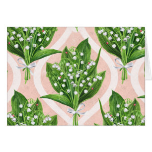 Bouquet of lilly of the valley flowers on pink