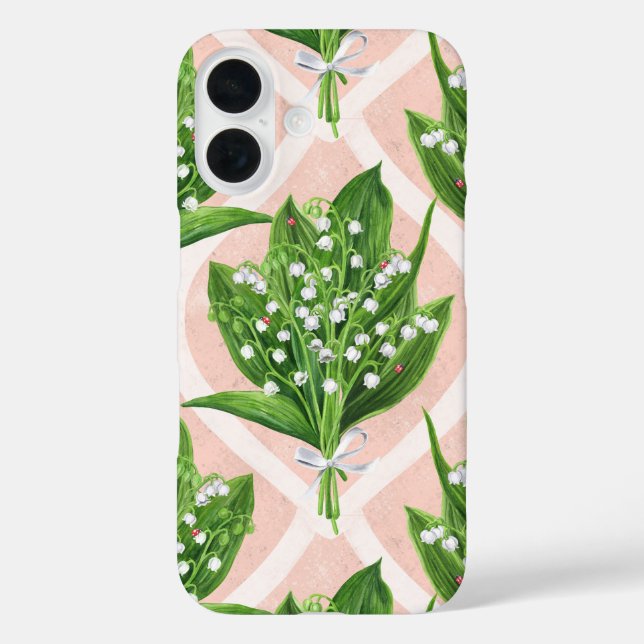 Bouquet of lilly of the valley flowers on pink Case-Mate iPhone case (Back)
