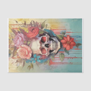 Bouquet of Love Lies Bleeding, Goth Skull & Roses Tissue Paper