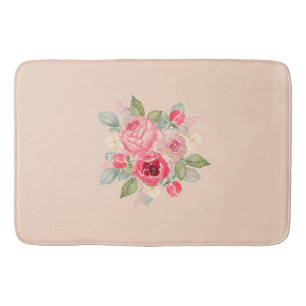 Bouquet of Painted Pink Roses Bath Mat