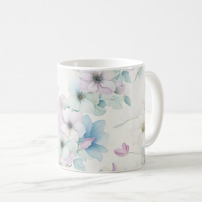 Bouquet of Pastel Flowers Pattern Coffee Mug (Front Right)