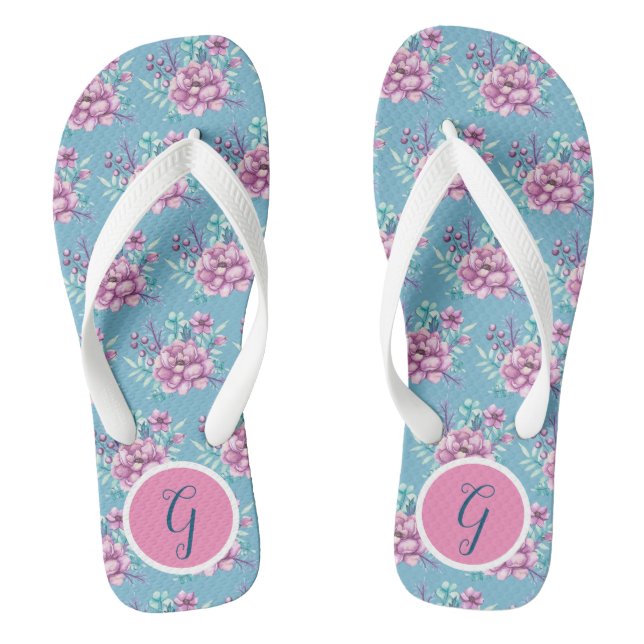 Bouquet of Pink Flowers Flip Flops (Footbed)
