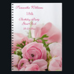 Bouquet Of Pink Roses 18th Birthday Notebook<br><div class="desc">Elegant personalized / personalised custom 18th birthday party celebration guest book for women and girls. On the front of these glamourous feminine birthday party guest book is a beautiful image of a bouquet of open and closed pink roses with some greenery, held together with a pink silk ribbon and bow....</div>