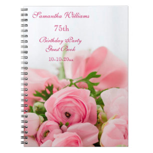 Bouquet Of Pink Roses 75th Birthday Notebook