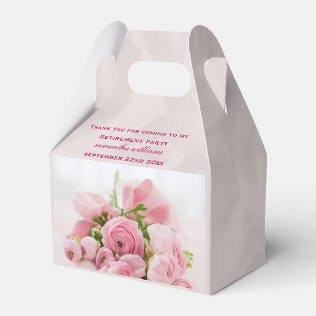 Bouquet Of Pink Roses Retirement Party Favor Box (Front Side)