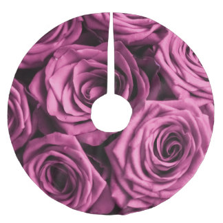 Bouquet of purple roses, flowers floral background brushed polyester tree skirt