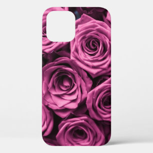 Bouquet of purple roses, flowers floral background iPhone 12 case