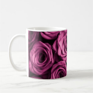 Bouquet of purple roses, flowers floral background coffee mug