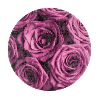 Bouquet of purple roses, flowers floral background cutting board