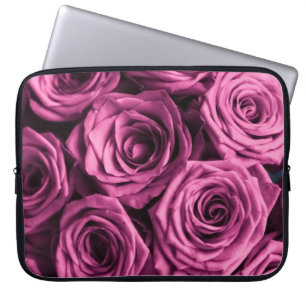 Bouquet of purple roses, flowers floral background laptop sleeve