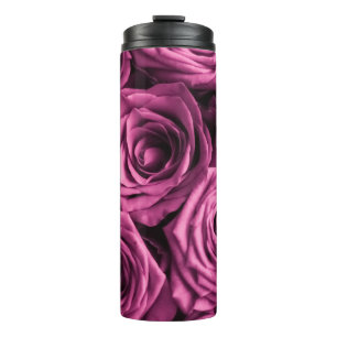 Bouquet of purple roses, flowers floral background thermal tumbler