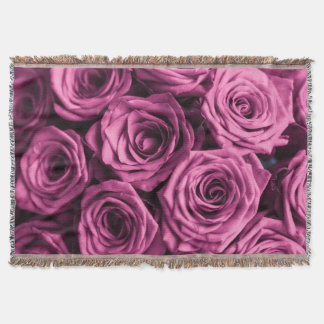 Bouquet of purple roses, flowers floral background throw blanket