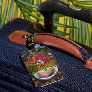 Bouquet of Red Flowers Classic Floral Still Life Luggage Tag