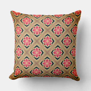 Bouquet of Red Flowers on a Green Leafy Sleeves Throw Pillow