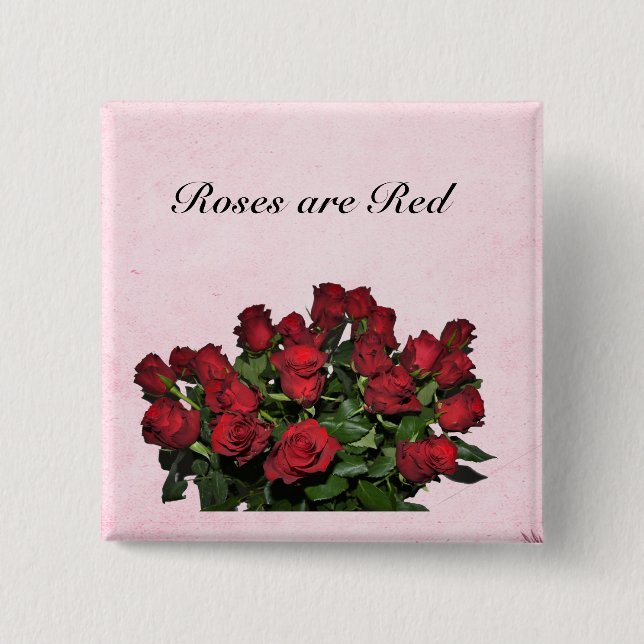 Bouquet of red roses 2 inch square button (Front)