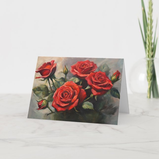 Bouquet of Red Roses  Card (Front)