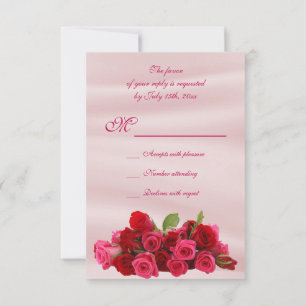 Bouquet Of Romantic Red Roses Birthday RSVP Card