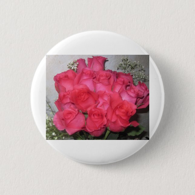 BOUQUET OF ROSES 2 INCH ROUND BUTTON (Front)