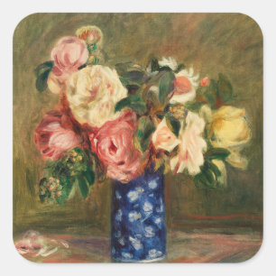Bouquet of Roses by Pierre-Auguste Renoir Classic Square Sticker
