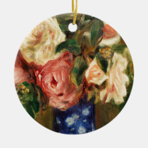 Bouquet of Roses by Renoir Impressionist Painting Ceramic Ornament
