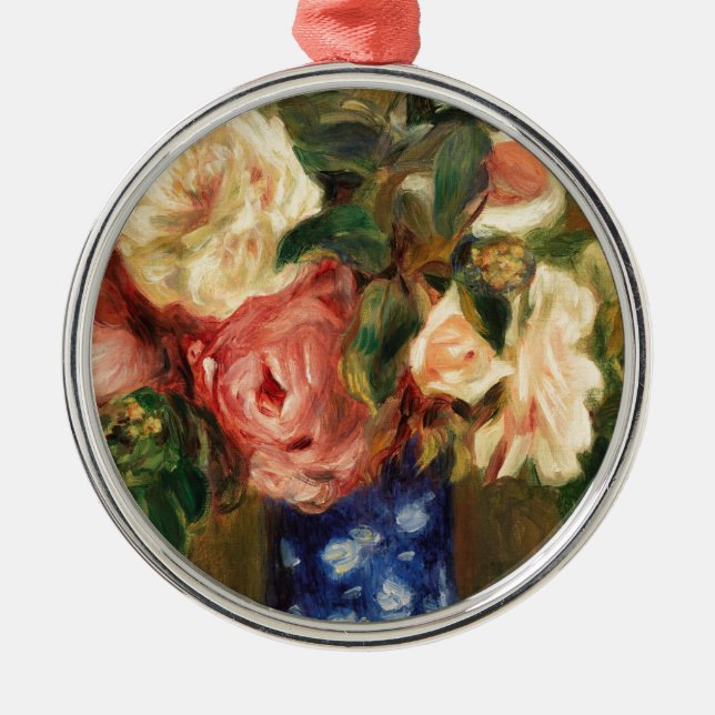 Bouquet of Roses by Renoir Impressionist Painting Metal Ornament (Front)