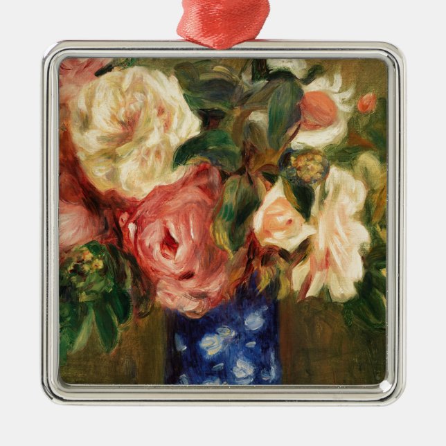 Bouquet of Roses by Renoir Impressionist Painting Metal Ornament (Front)