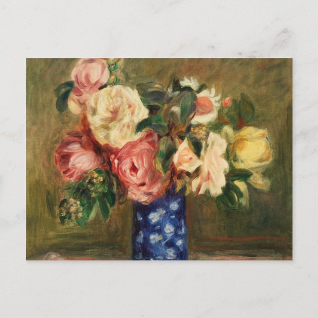 Bouquet of Roses Renoir Impressionist Art Painting Postcard (Front)