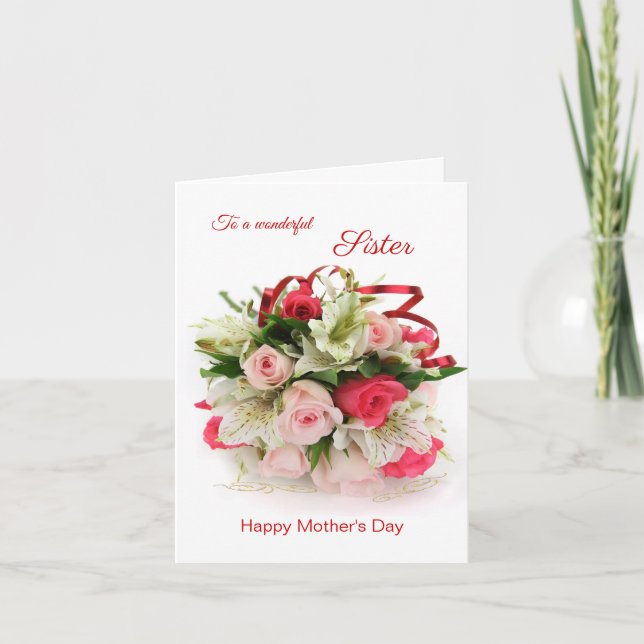 Bouquet of roses, Sister, Mother's Day Card (Front)