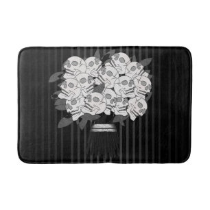 Bouquet of Skull Roses Black & White Bath Mat