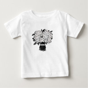Bouquet of Skull Roses Black & White Gothic Baby T-Shirt