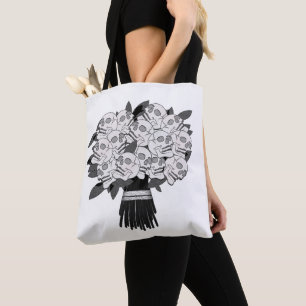Bouquet of Skull Roses Black & White Gothic Tote Bag