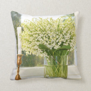 Bouquet of spring flowers lilies of the valley throw pillow