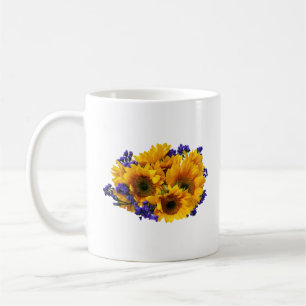 Bouquet of Sunflowers and Purple Statice Coffee Mug