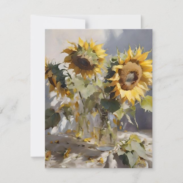  Bouquet Of Sunflowers B - Oils Holiday Card (Front)