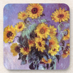 Bouquet of Sunflowers by Claude Monet, Vintage Art Coaster