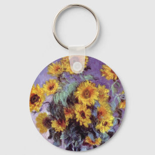 Bouquet of Sunflowers by Claude Monet, Vintage Art Keychain
